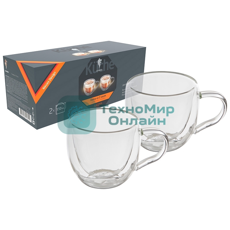Набор из 2 чашек AROMA (2*150 мл) с двойными стенками (боросиликатное стекло)