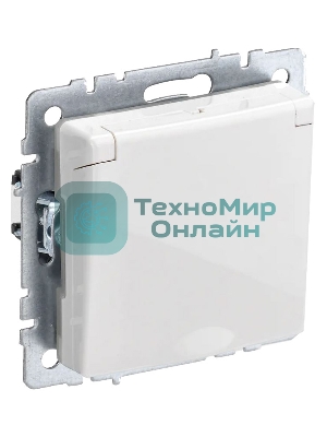 Розетка с з/к/ш с кр. 16А IP44 РСбш10-3-44-БрБ белый IEK BRITE