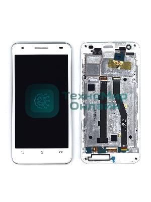 Дисплей для Asus ZenFone Go T500, белый с рамкой