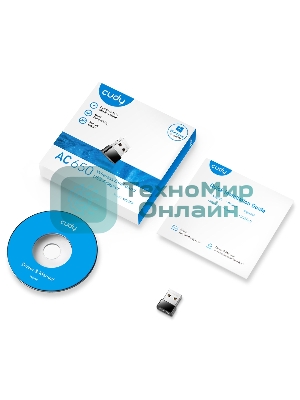 Сетевой адаптер Wi-Fi Cudy WU650 AC650 USB 2.0 (ант.внутр.) 1ант.