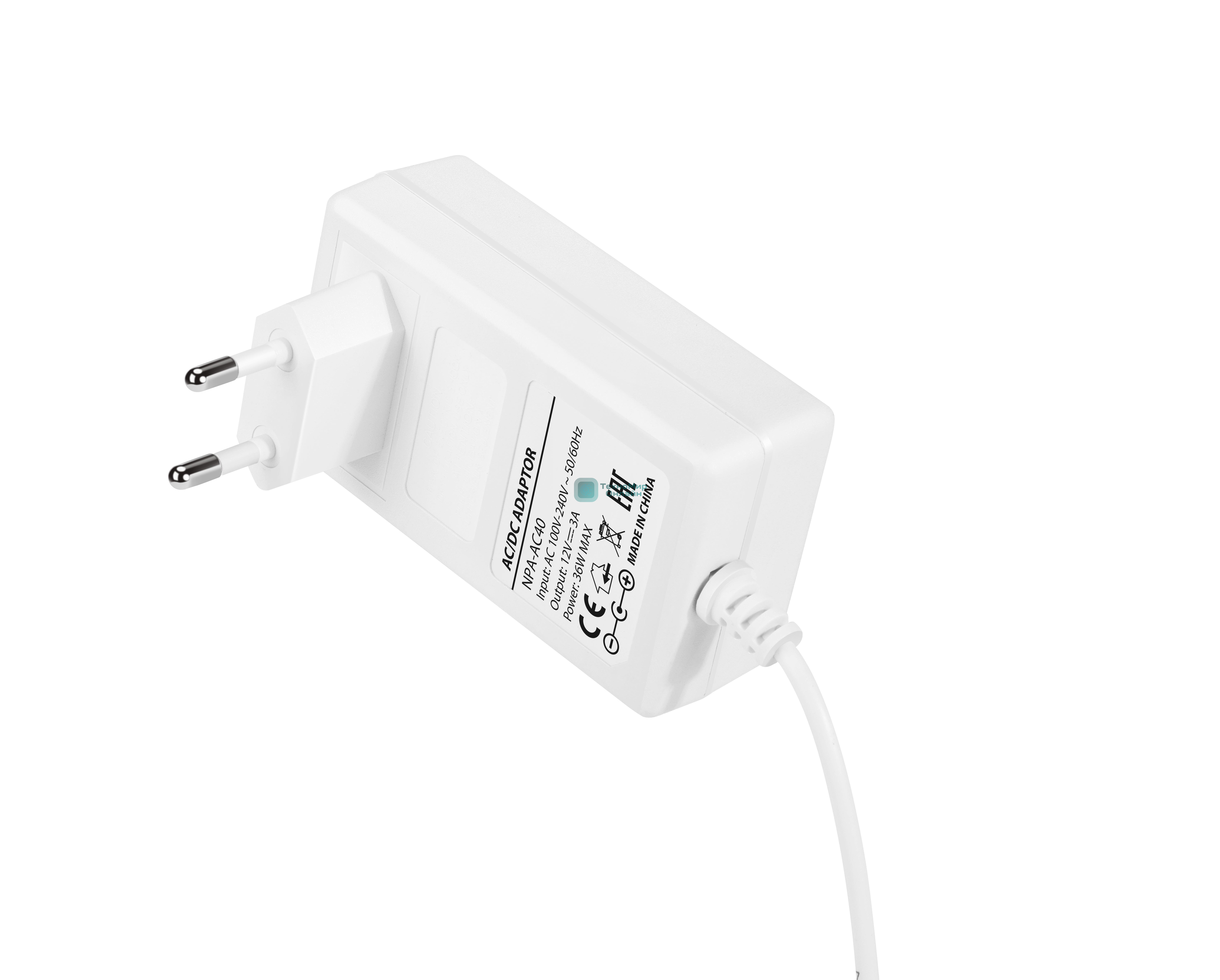 Блок питания Gembird NPA-AC40, 12В/3А, 36Вт, 1 штекер 5.5х2.5мм, белый