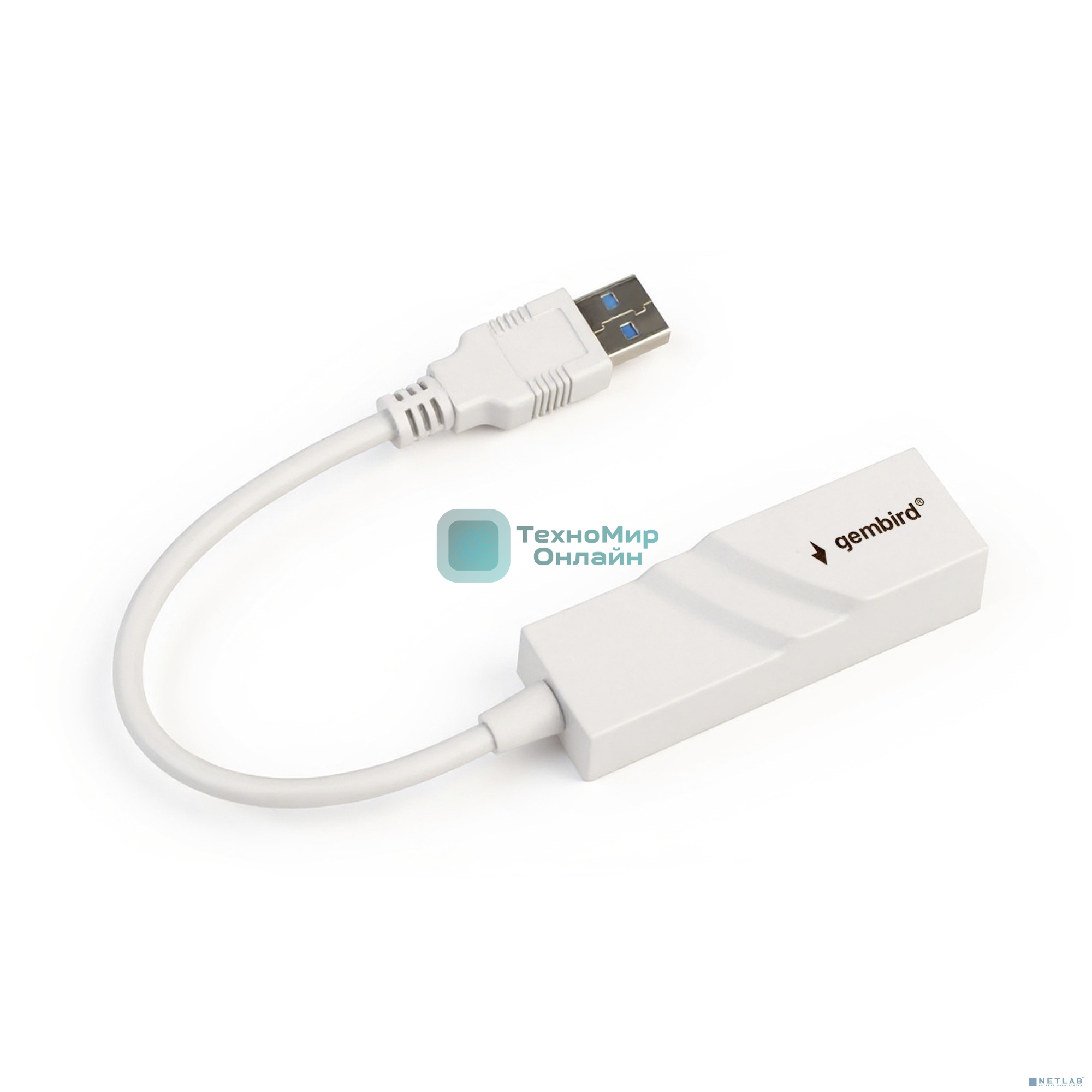 Сетевой адаптер Ethernet Gembird NIC-U11, USB 3.0 - Gigabit Ethernet adapter, пластик, белый, RTL8153