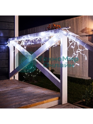 Гирлянда Neon-night Айсикл (бахрома) светодиодный, 2,4 х 0,6 м, прозрачный провод, 230 В, диоды белые, 88 LED