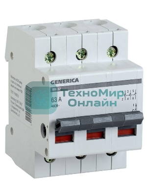Выключатель нагрузки IEK MNV15-3-063 (мини-рубильник) ВН-32 3Р 63А GENERICA