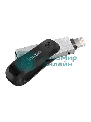 Флешка USB Sandisk IX60N iXpand GO (SDIX60N-128G-GN6NE), 128Gb, USB 3.0/Lightning, R/W 150/70, черный/серебристый