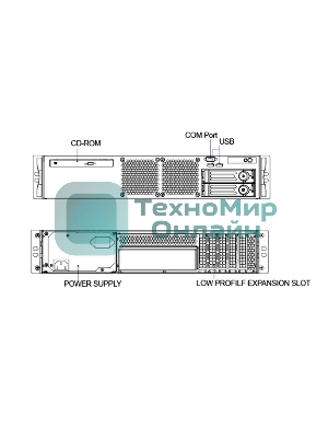 Серверный корпус 2U short chassis, 2x3.5'' swappable HDD tray, 2x3.5'' internal HDD bay