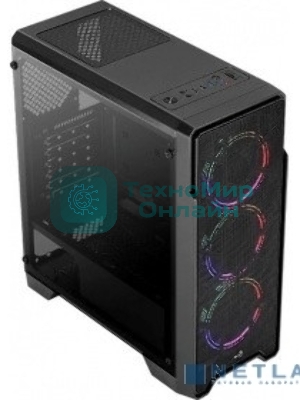Компьютерный корпус Aerocool/Formula Ore Saturn FRGb-G-BK-v1 (2xUSB, 2xAudio, 0.5 мм,3x120 мм FAN, прозрачная стенка-закаленное стекло, ATX,