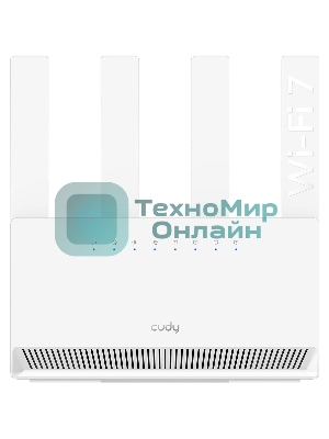 Маршрутизатор Cudy BE3600 Gigabit Dual Band Wi-Fi 7 Mesh Router, Chipset Broadcom, 802.11be/ax/ac/a/b/g/n, 2882Mbps at 5GHz + 688Mbps at 2.4GHz, 4 x 10/100/1000Mbps Ports, 4 x 5dBi fixed antennas, WiFi router/AP/Repeater/WISP Mode, PPTP/L2TP/OpenVPN/WireGuard, MLO, MU-MIMO, Guest network, WPS, DDNS, IPv6, IPTV, WOL, WPA3, TR069/TR098/TR111/TR181, Cudy APP