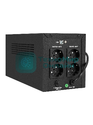 Источник бесперебойного питания ExeGate SpecialPro UNB-1000.LED.AVR.4SH.USB (1000VA/700W,LED, AVR, 4*Schuko, USB, батарея 12V 7.2Ah - 2 шт., металлический корпус, Black)