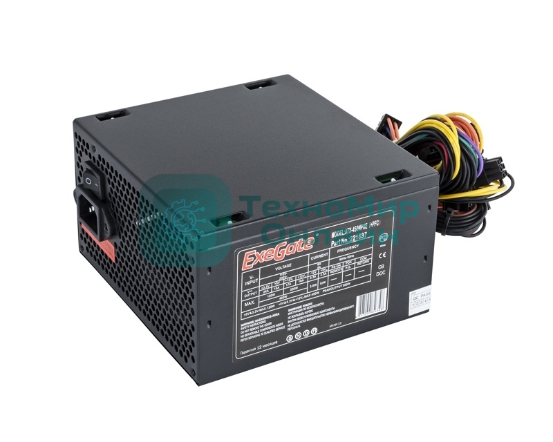 Блок питания ExeGate 450NPXE (EX221637RUS), 450DВт, 120мм, черный
