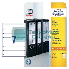 Этикетки Avery Zweckform L4760-25 A4 38x192мм 7шт на листе/80г/м2/25л./белый самоклей. универсальная