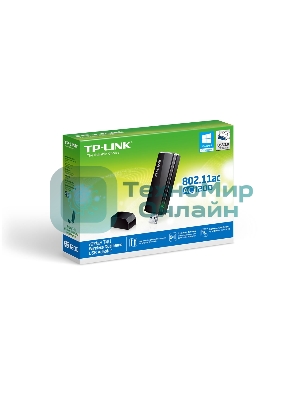 Маршрутизатор TP-Link SOHO Archer T4U AC1200 Dual Band Wireless USB Adapter, Realtek, 2T2R, 867Mbps at 5Ghz + 300Mbps at 2.4Ghz, 802.11ac/a/b/g/n, WPS button, USB 3.0 interface, 1 USB extension cable, internal antenna