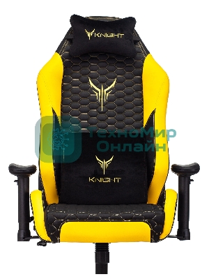 Кресло Knight Neon черный/желтый, экокожа, 120 кг, механизм качания