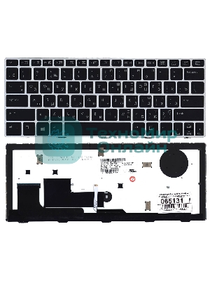 Клавиатура для ноутбука HP EliteBook Revolve 810 G1 черная с серой рамкой и подсветкой