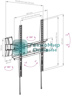 Кронштейн для телевизора Arm Media LCD-413 черный 26