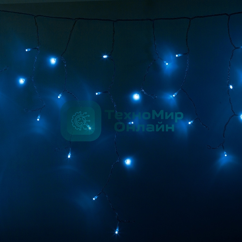 Гирлянда Neon-night Айсикл (бахрома) светодиодный, 2,4 х 0,6 м, прозрачный провод, 230 В, диоды синие, 88 LED
