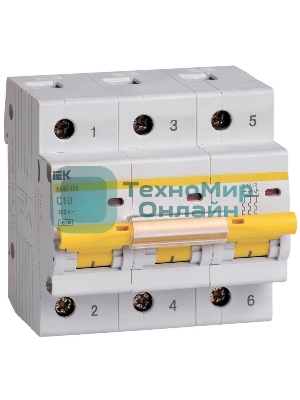Выключатель автоматический ВА 47-100 3Р 10А 10 кА х-ка С IEK