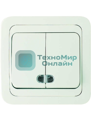 Выключатель двухклавишный Makel СП Mimoza 10А IP20 с подсветкой белый/белый
