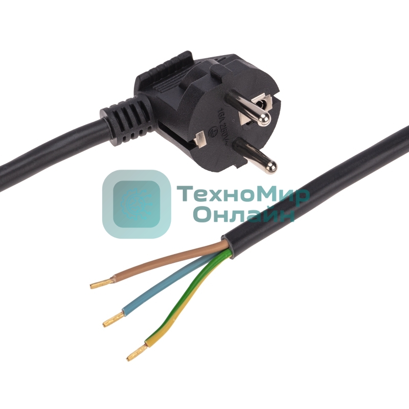 Шнур электрический с вилкой Rexant ПВС 3х1,5 мм², 5м черный