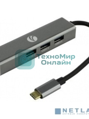 USB-концентратор USB 3.1 Type-Cm --> RJ-45+3port USB3.0(f) Aluminum Shell VCOM DH311A