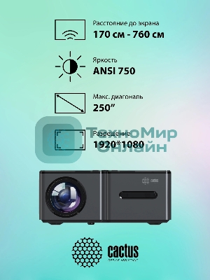 Проектор Cactus CS-PRO.03B.Full HD-A LCD 7500Lm LS 750Lm ANSI (1920x1080) 2300:1 ресурс лампы:30000часов 2xUSB typeA 3xHDMI 1.73кг