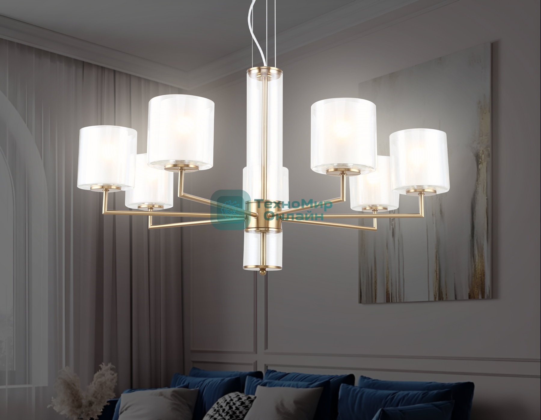 Люстра Ambrella light LH56013/7 BS/FR латунь/белый матовый E14*7 max 40W D790*1260