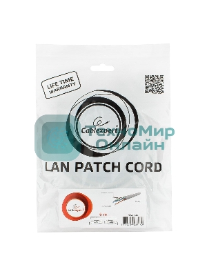 Патч-корд UTP Cablexpert cat.6, 5м, литой, многожильный, серый