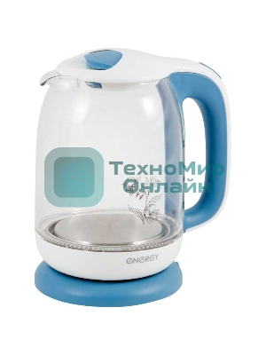 Чайник Energy E-281 1.7 л, стекло, бело-голубой (164117)