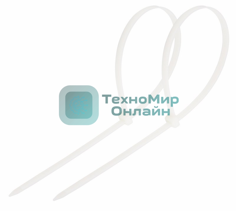 Хомут-стяжка кабельная нейлоновая Rexant 250 x4,8 мм, белая, упаковка 100 шт.