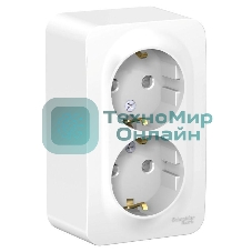 Розетка 2-м ОП Blanca 16А IP20 250В с заземл. защ. шторки с изолир. пластиной белый SE BLNRA011211