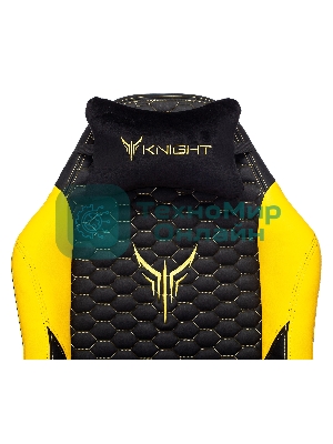 Кресло Knight Neon черный/желтый, экокожа, 120 кг, механизм качания