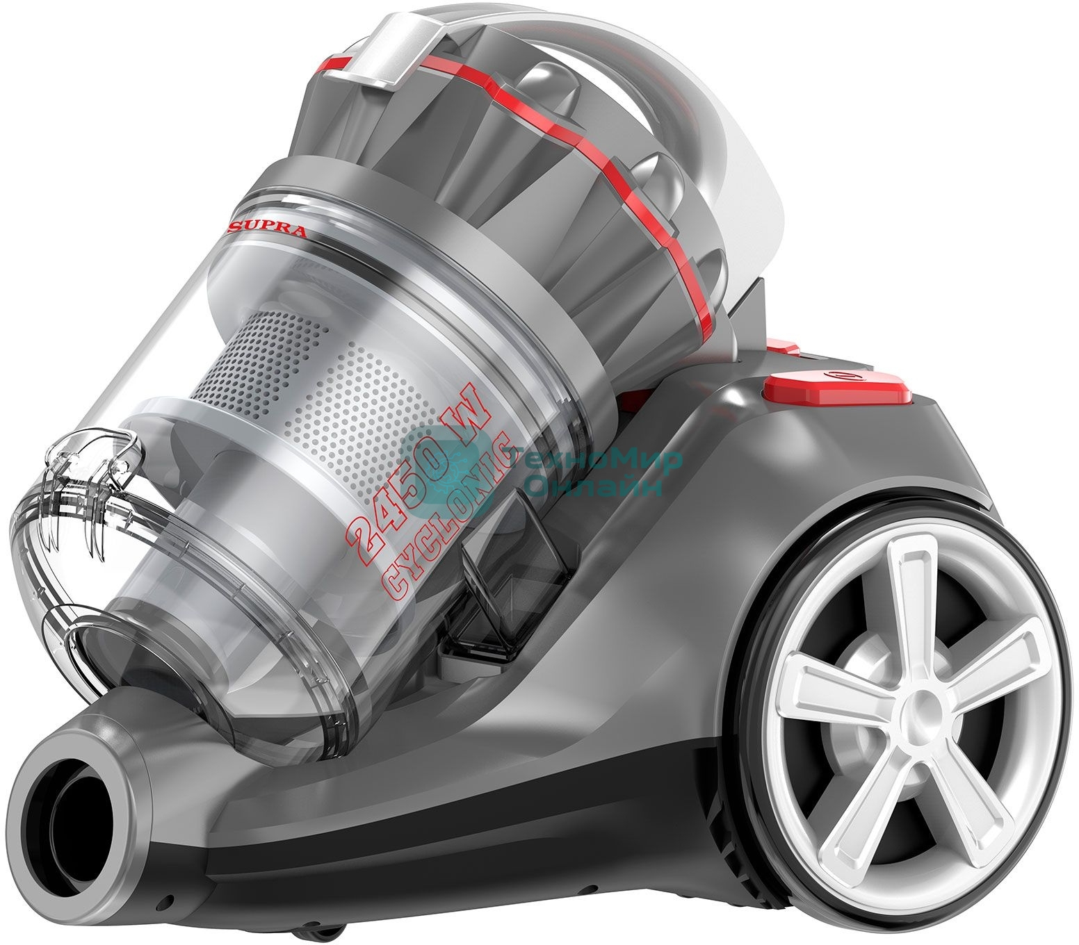 Пылесос SUPRA VCS-2525 серый/черный, 420/2450 Вт, уборка сухая, пылесборник контейнер 3.5 л