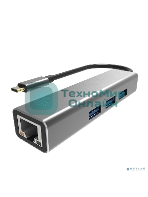 USB-концентратор USB 3.1 Type-Cm --> RJ-45+3port USB3.0(f) Aluminum Shell VCOM DH311A
