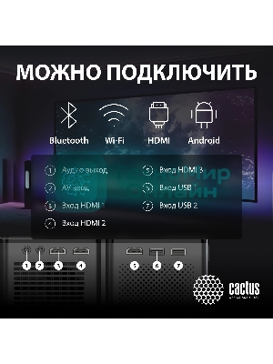 Проектор Cactus CS-PRO.03B.Full HD-A LCD 7500Lm LS 750Lm ANSI (1920x1080) 2300:1 ресурс лампы:30000часов 2xUSB typeA 3xHDMI 1.73кг