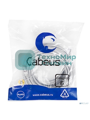 Шнур коммутационный Cabeus, cat.6, экр., F/UTP, RJ45/RJ45, LSZH, AWG24 15м, серый