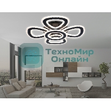 Потолочный светодиодный светильник FA8926/4+1 BK/CH черный/хром 163W 3000K-6400K 590*590*120 (ПДУ РАДИО 2.4G)