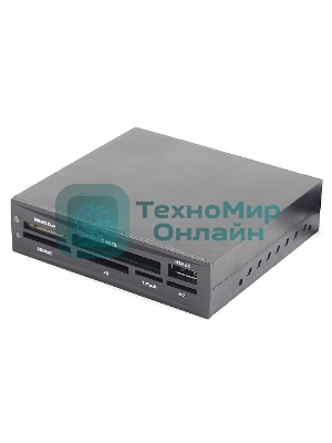 Кард-ридер Gembird FDI2-ALLIN1-02-B/черный/SD/T-Flash/Micro-SD/Micro-SDHC/Micro-SDXC/USB 2.0/метал