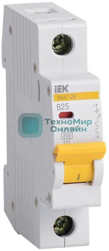 Выключатель автоматический модульный 1п B 25А 4.5кА ВА47-29 IEK MVA20-1-025-B