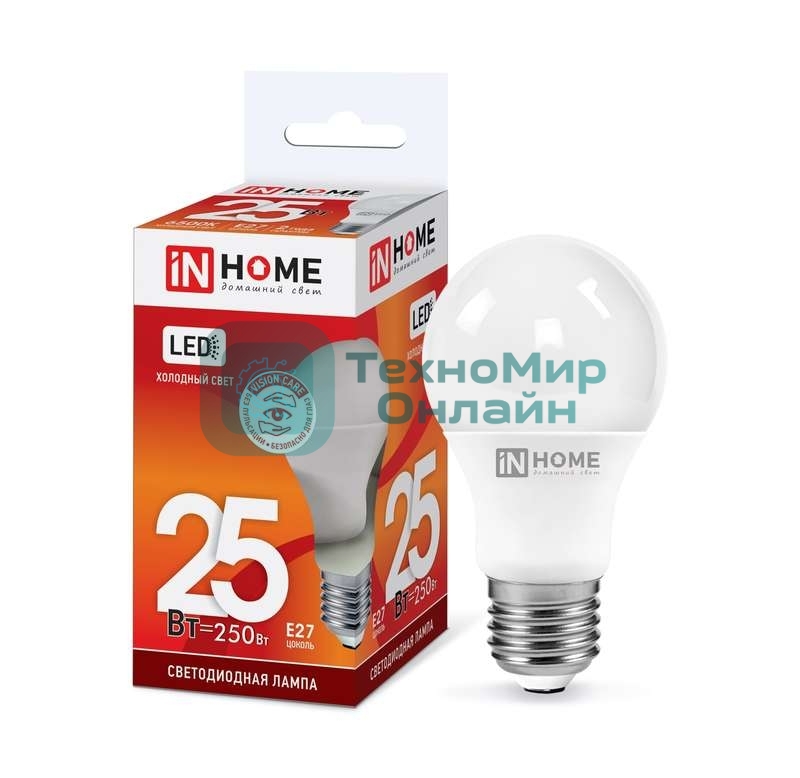 Лампа светодиодная IN HOME LED-A65-VC 25Вт 230В E27 6500К 2000лм 4690612024103