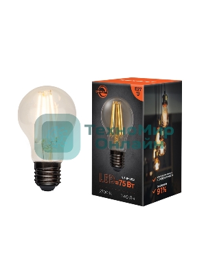 Лампа светодиодная филаментная Rexant Груша A60 9.5 Вт 1140 Лм 2700K E27 диммируемая, прозрачная колба