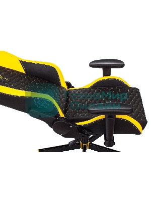 Кресло Knight Neon черный/желтый, экокожа, 120 кг, механизм качания