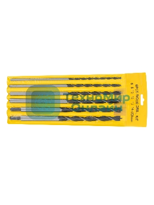 Набор сверл по дереву Sparta 6-8-10-12-13-14 мм, L 300 мм, 6 шт., цилиндрический хвостовик