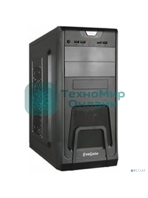 Компьютерный корпус Miditower ExeGate CP-603 Black, ATX, (CP400W, 80мм), 2хUSB+2хUSB 3.0, Audio