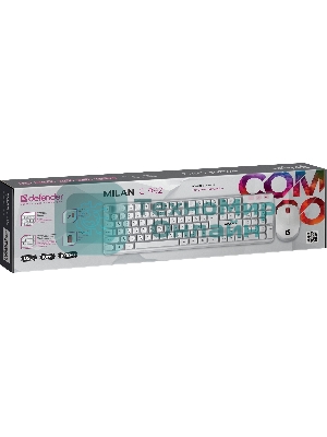 Комплект клавиатура+мышь Defender Milan C-992 беспроводной, USB, 1000 DPI, белый