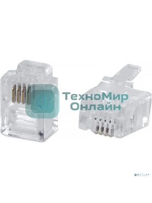 Коннектор Cabeus, RJ11(6p4c), кат. 3, неэкр., прозрачный