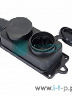 Роз. двухмест. с защит. крышками каучуковая 230В 2P+PE 16A IP44 EKF PROxima