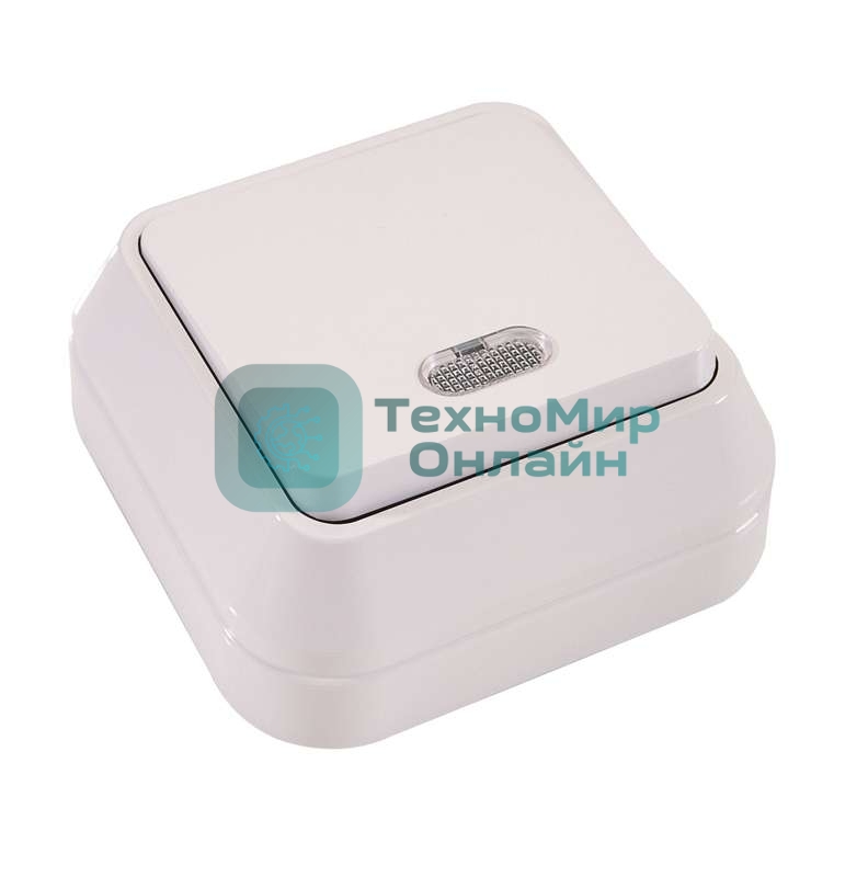 Выключатель 1-кл. Makel ОП 10А IP20 с подсветкой белый