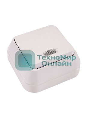 Выключатель 1-кл. Makel ОП 10А IP20 с подсветкой белый