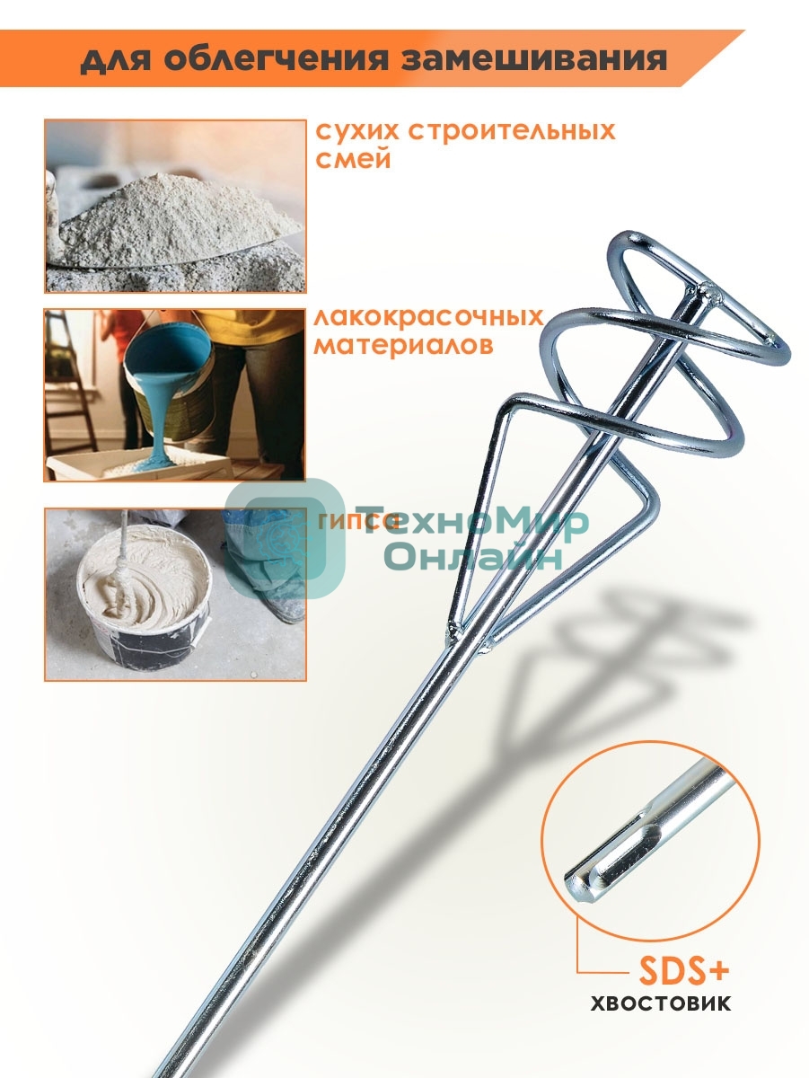 Насадка - миксер оцинкованная Вихрь 400х80 мм SDS+ 73/3/7/3
