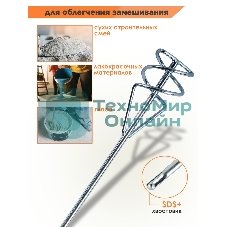Насадка - миксер оцинкованная Вихрь 400х80 мм SDS+ 73/3/7/3